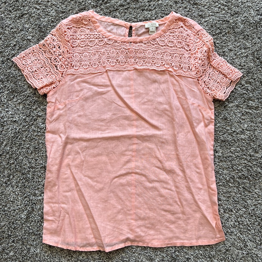 J. Crew light pink linen blouse